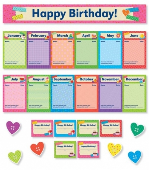Birthdays Mini Bulletin Board (47 pieces) 
