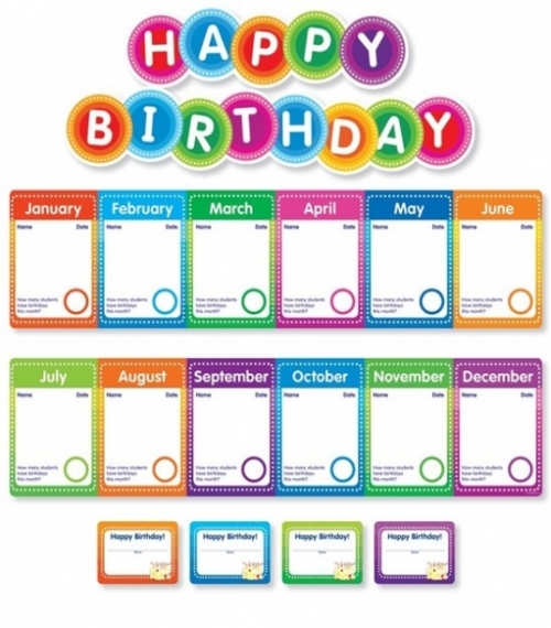 Color Your Classroom: Birthdays Mini Bulletin Board (31 pieces) 