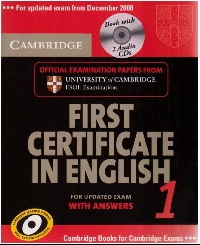Cambridge ESOL Cambridge First Certificate in English 1 for Updated Exam Self-study Pack 