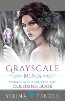 Fenech Selina Grayscale Minis - Pocket Sized Fantasy Art Coloring Book 