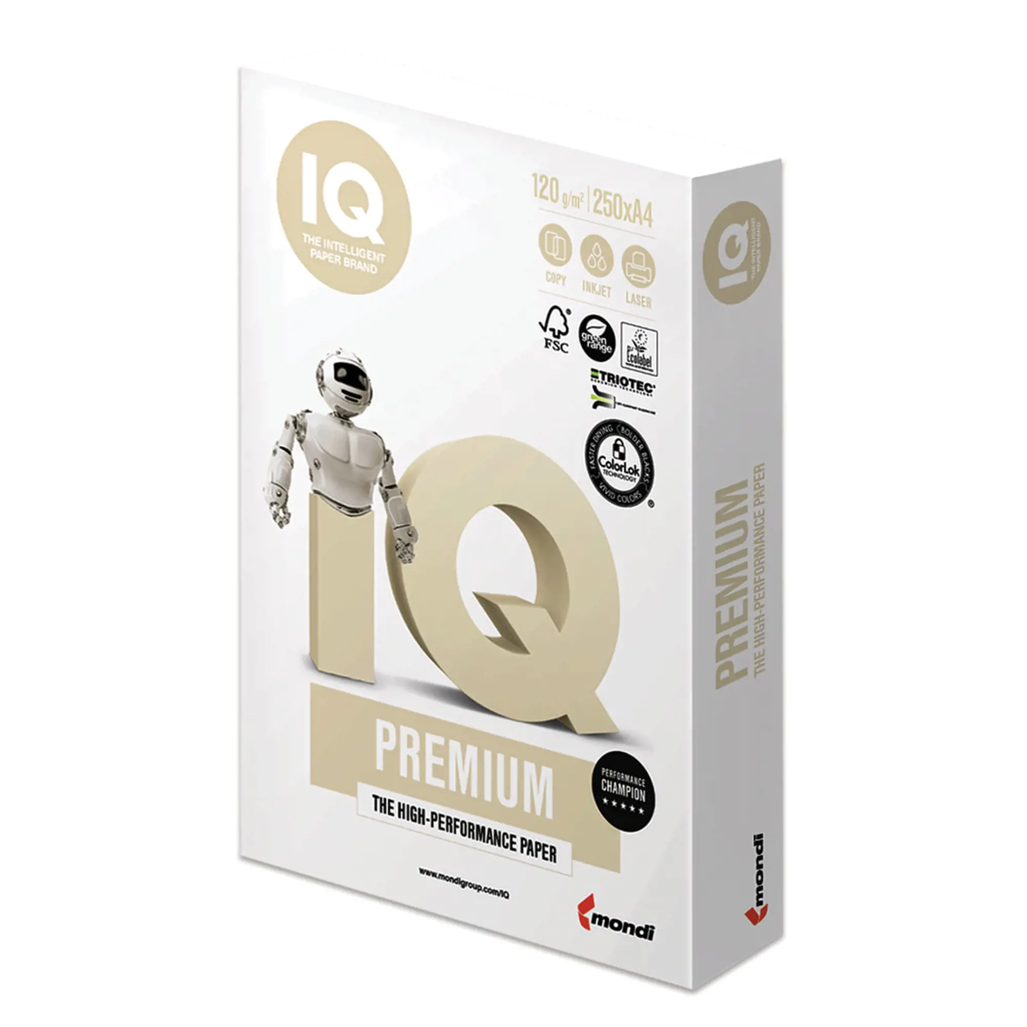 Бумага IQ PREMIUM, А4, 120 г/м2, 250 л., класс А, Австрия, белизна 170% (CIE) 