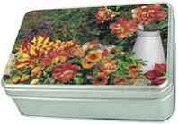 Anness Country Flowers Tinbox: Red and Orange Flowers 