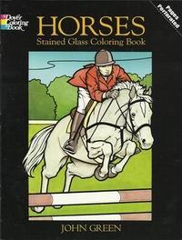 Green J. Horses Stained Glass Coloring Book 